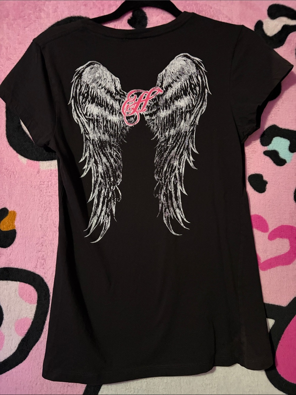 Hustler Hollywood Black Tee with back wings - Picture 3 of 5